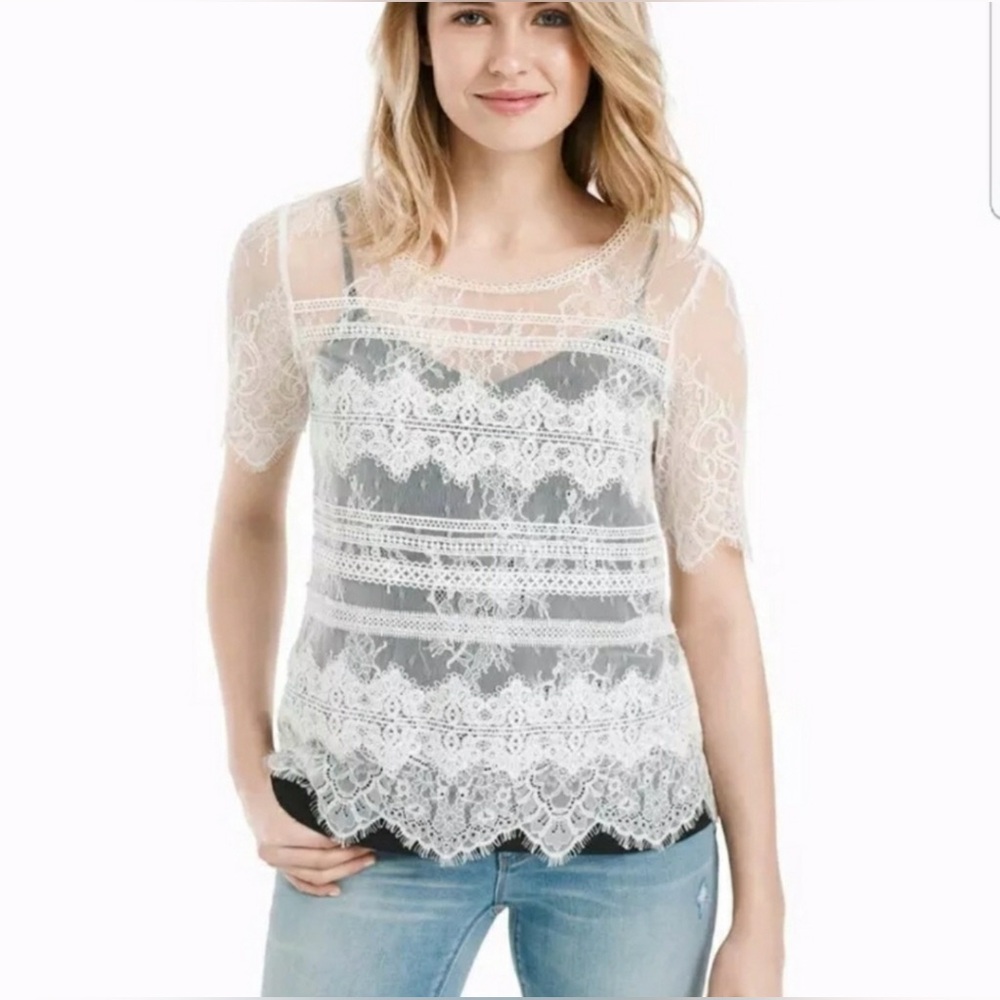 White House Black Market Lace Overlay | Sz S